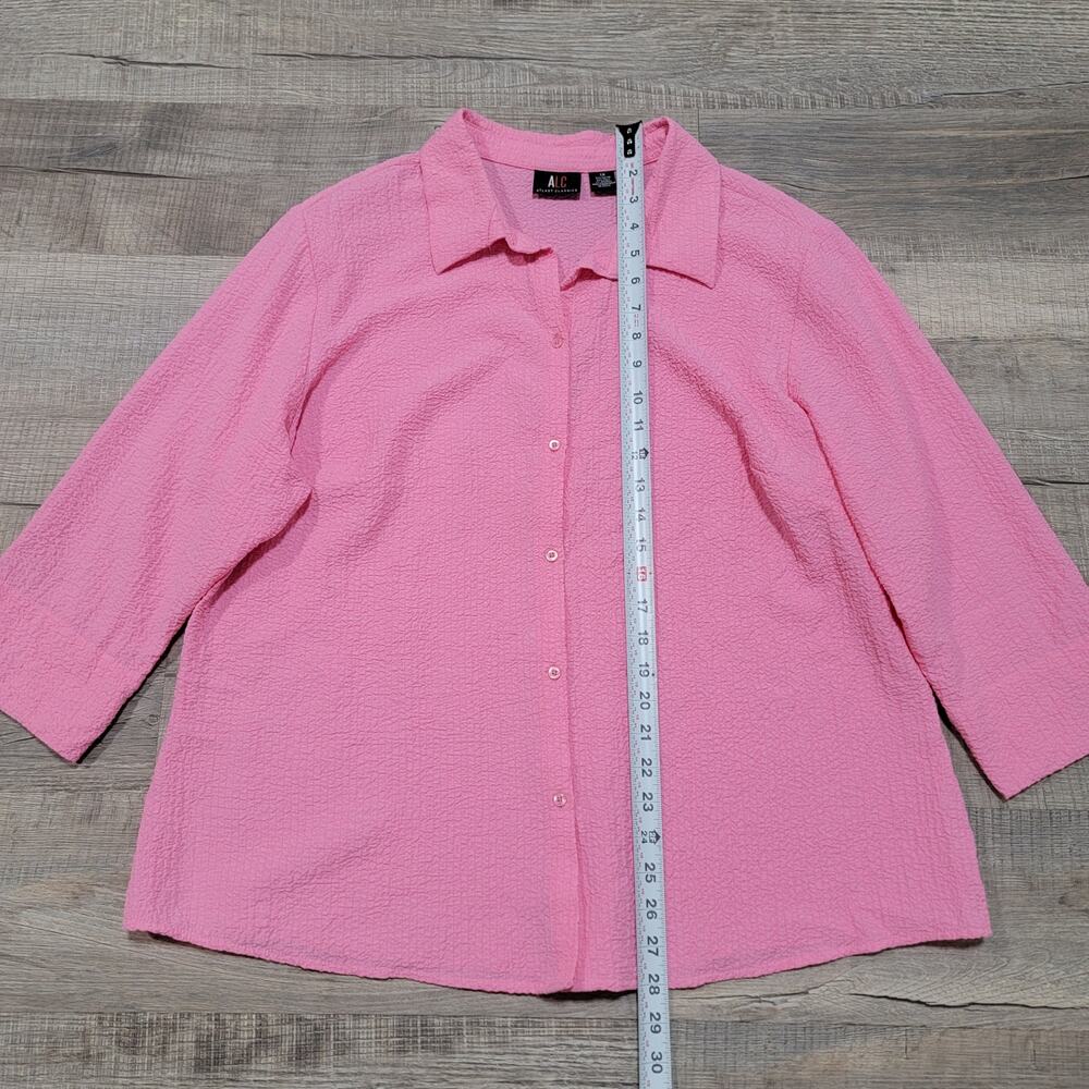 ALC Pink Crinkle Button Up Shirt Plus Size 1X Contemporary Art to Wear Unique - Picture 4 of 5